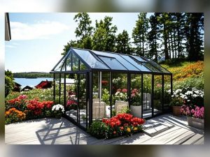 Black Modern Glass Greenhouse For Garden